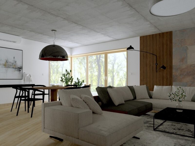 Projekt wnętrza domu – surowy beton (06)